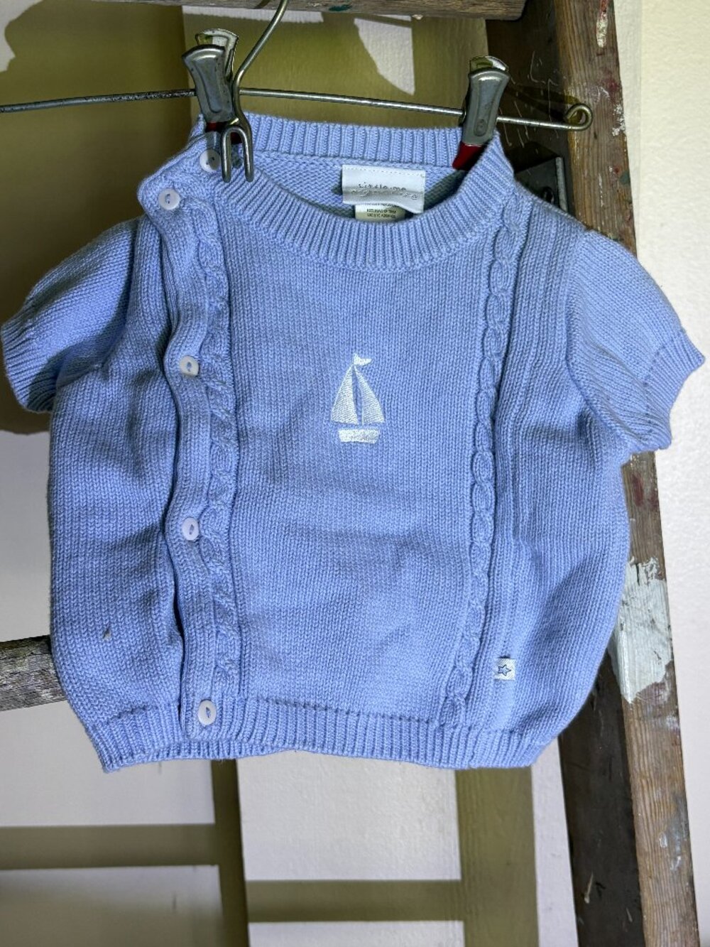 Little Me Signature Sailboat Cable-Knit Short-Sleeve Baby Sweater (6 Months)